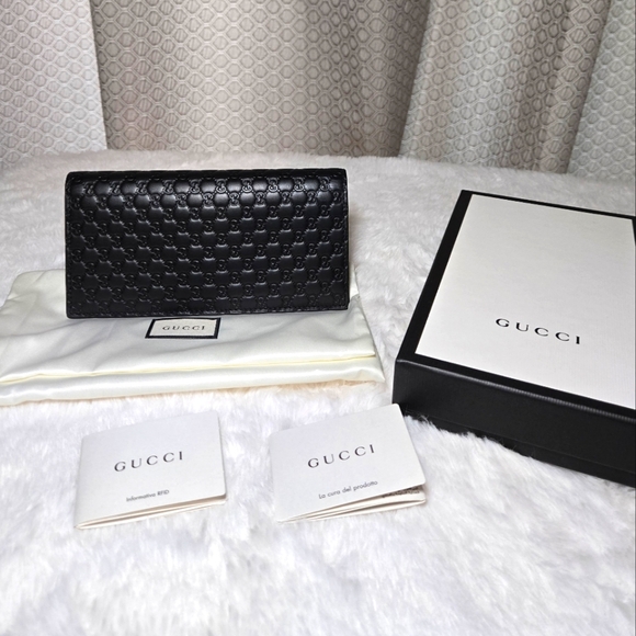 Micro GG Ssima Long Wallet Black Like New 🔥 - Picture 1 of 12